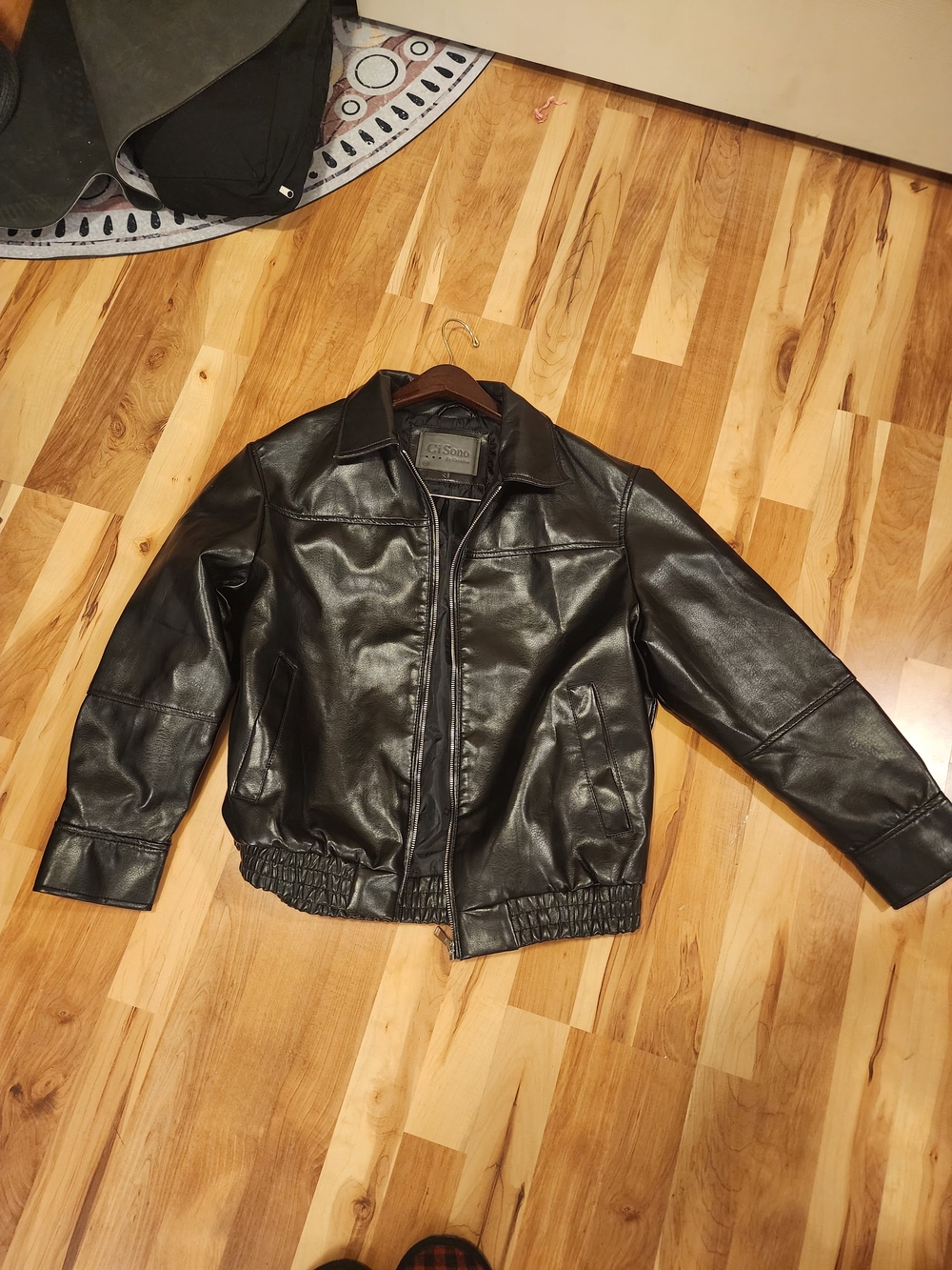 Ci Sono Black Vegan Leather Bomber Jacket